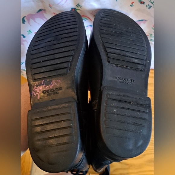 Coach Tristee Matte Black Tall Rubber Corset Lace Up Casual Prep Boot Shoe SZ 6B - Picture 6 of 11